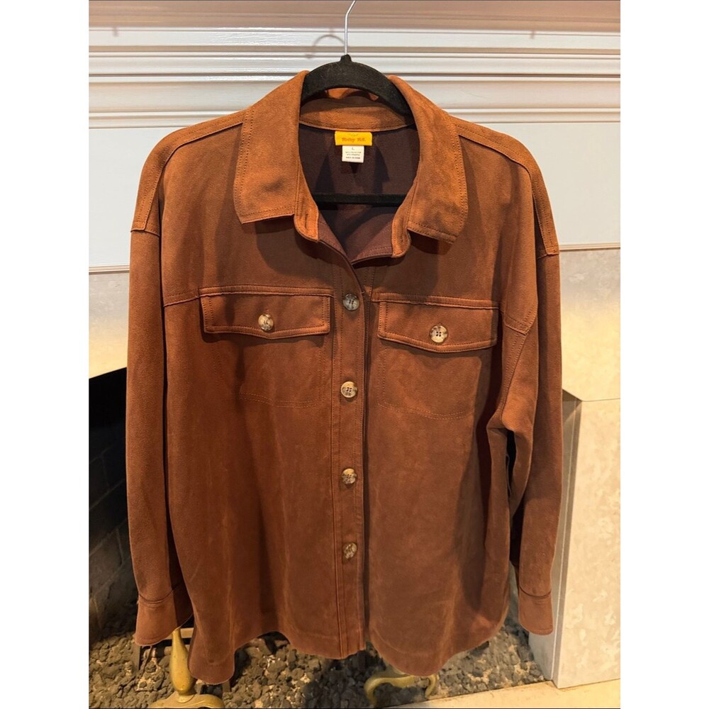 Ruby Rd. Suede Button-Front Jacket in Rust Brown Size large